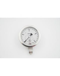 Manometer 0-4 bar aus Edelstahl mit Oel gedämpft G 1/4" AG - grosse Ausführung