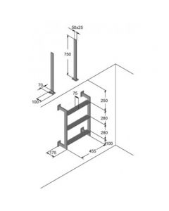 Leiter 2-teilig V4A 3-stufig mit 2 Griffstangen